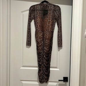 Snakeprint Boa Mock Neck Sheer Dress with tags - Small